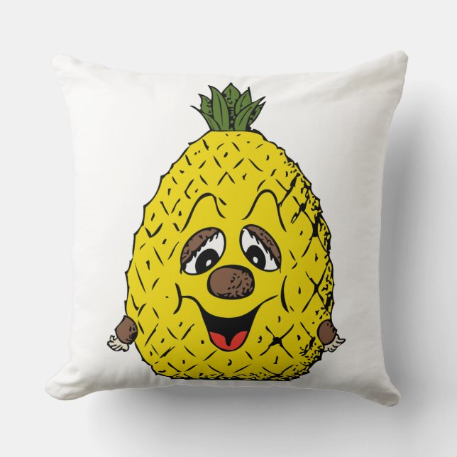 Funny Pineapple Tecknad Ansikte Foodie, ZSSG Kudde (Framsida)