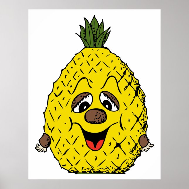 Funny Pineapple Tecknad Ansikte Foodie, ZSSG Poster (Framsidan)