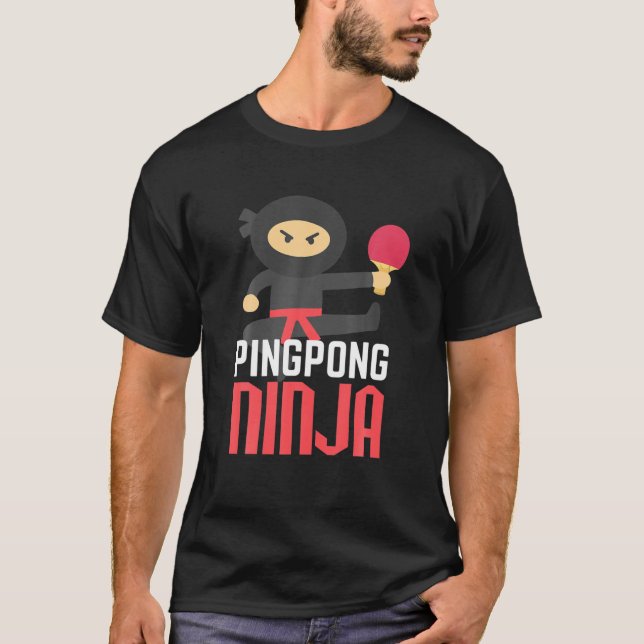 Funny Ping Pong Ninja Bord Tennis T Shirt (Framsida)