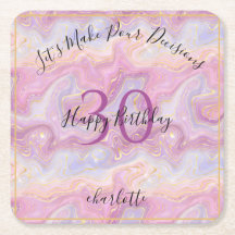 Funny Pink Glitter Marble Agate 30th Birthday