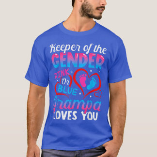 Funny Pink Or Blue Grampa Loves You Gender Reveal  T Shirt