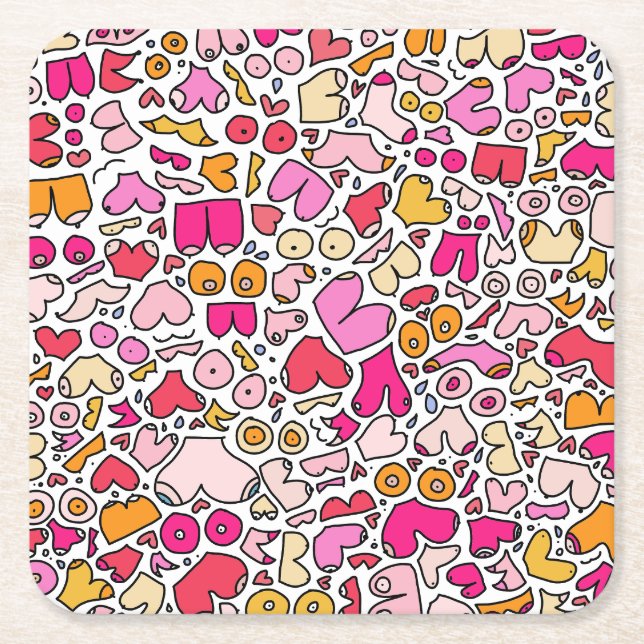 funny pink underlägg papper kvadrat (Framsidan)