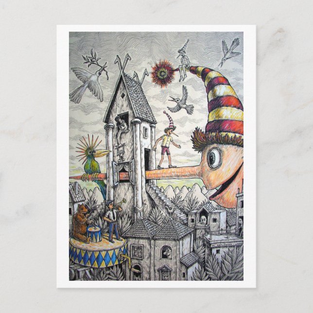 Funny Pinocchio Vykort (Framsida)