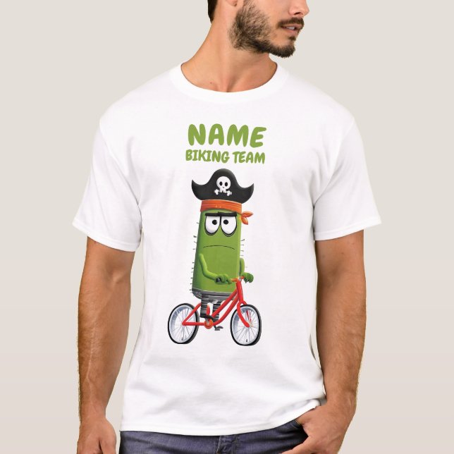 Funny Pirat Cactus Biking Team | Anpassade T Shirt (Framsida)