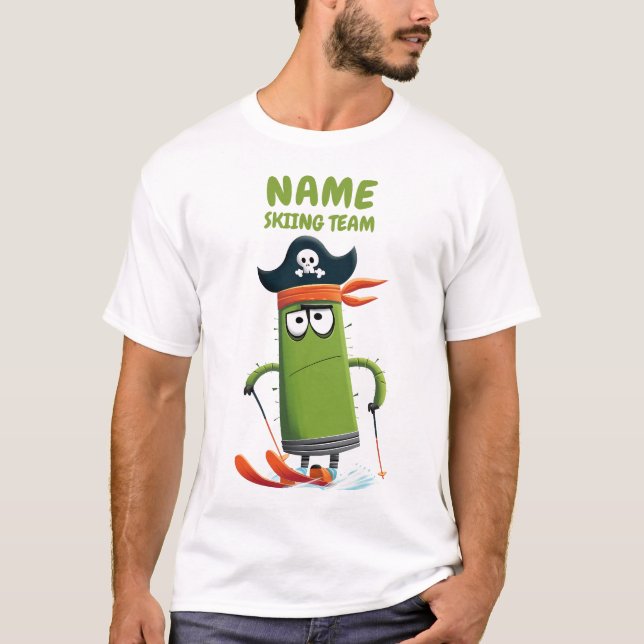 Funny Pirat Cactus Skiing Team | Anpassade T Shirt (Framsida)