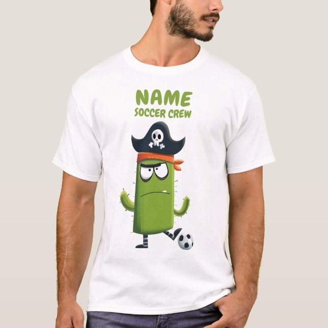 Funny Pirat Cactus Soccer Crew | Anpassningsbar Sp T Shirt (Framsida)