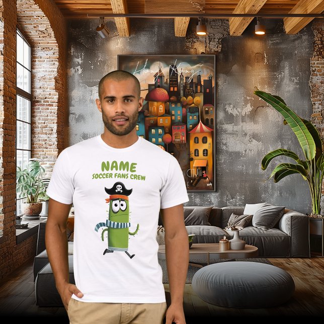Funny Pirat Cactus Soccer Fläkt Crew | Anpassnings T Shirt (Skapare uppladdad)