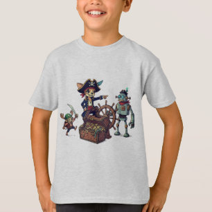 Funny Pirat Crew T-Shirt - Robot, Monkey