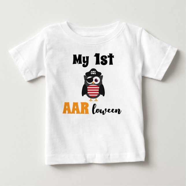 Funny Pirat My 1st Halloween Bus eller godis T Shirt (Framsida)