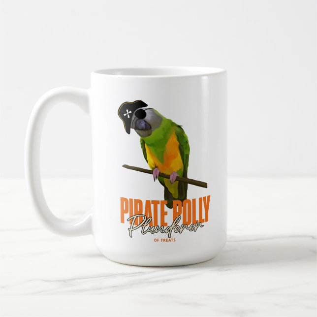 Funny Pirat Senegal Parrot Pet Bird Kaffemugg (Vänster)