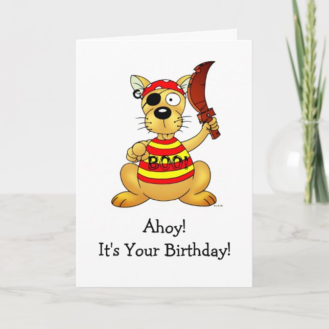 Funny Pirate Dog Birthday Greeting Kort (Framsida)
