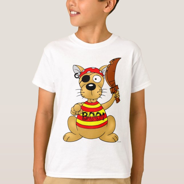 Funny Pirate Dog with Toy Sword T Shirt (Framsida)