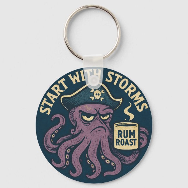 Funny Pirate Octopus Rum Roast Nyckelring (Framsida)