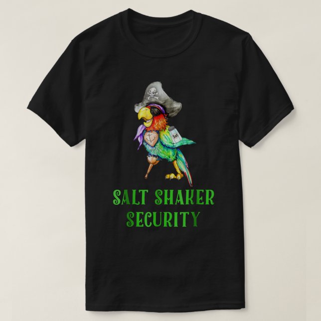 Funny Pirate Parrot Salt Shaker Design T Shirt (Design framsida)