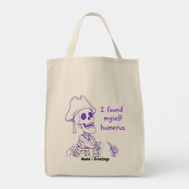  Funny Pirate Skeleton Humerus Bone Pun Art Tygkasse (Baksida)