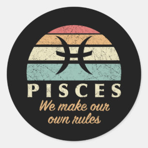 Funny Pisces Zodiac Regler Runt Klistermärke