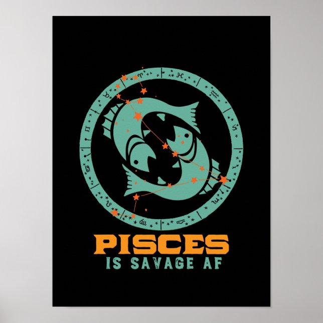 Funny Pisces Zodiac Stjärntecken Astrology Birthda Poster (Framsidan)