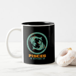 Funny Pisces Zodiac Stjärntecken Astrology Birthda Två-Tonad Mugg