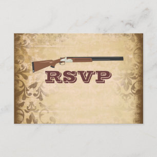 Funny Pistol Bröllop Brown Damask OSA kort
