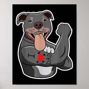 Funny Pit Bull Dog I Kärlek Pappa Tatto Älskare Ci Poster