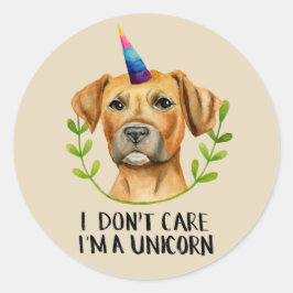 Funny Pit Bull Dog Unicorn Runt Klistermärke