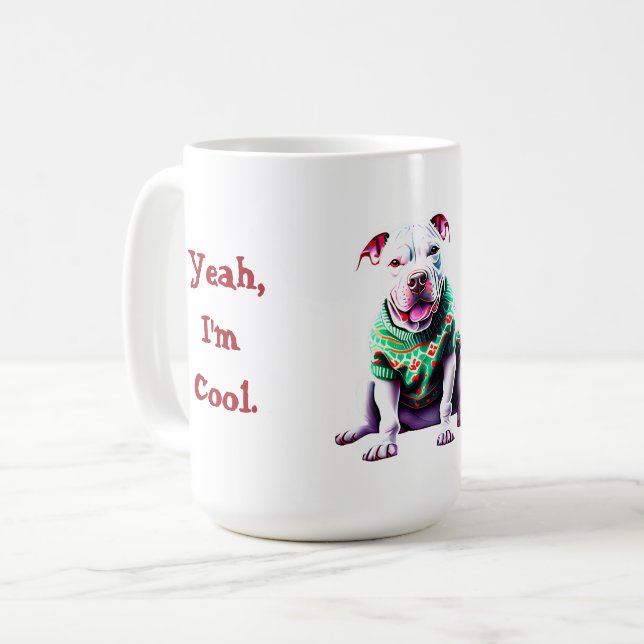 Funny Pit Bull i julsötare Kaffemugg (Framsida vänster)