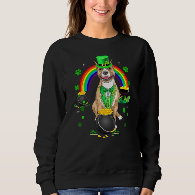 Funny Pit Bull Leprechaun Shamrock St Patrick's Da T Shirt (Framsida)