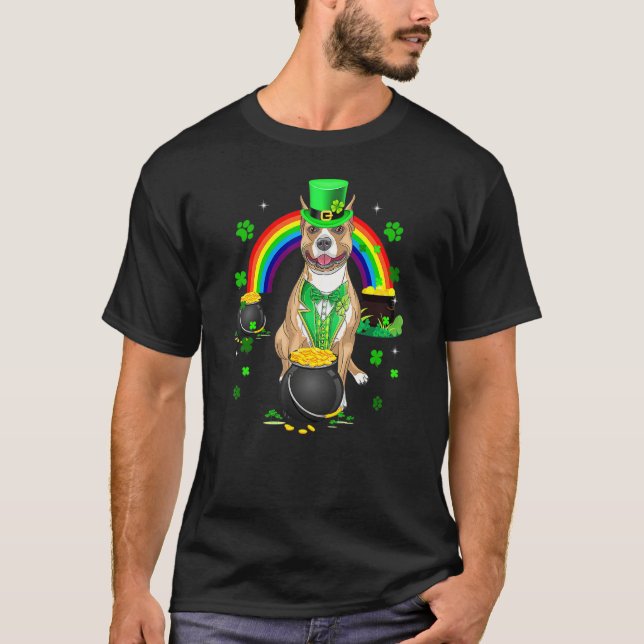 Funny Pit Bull Leprechaun Shamrock St Patrick's Da T Shirt (Framsida)