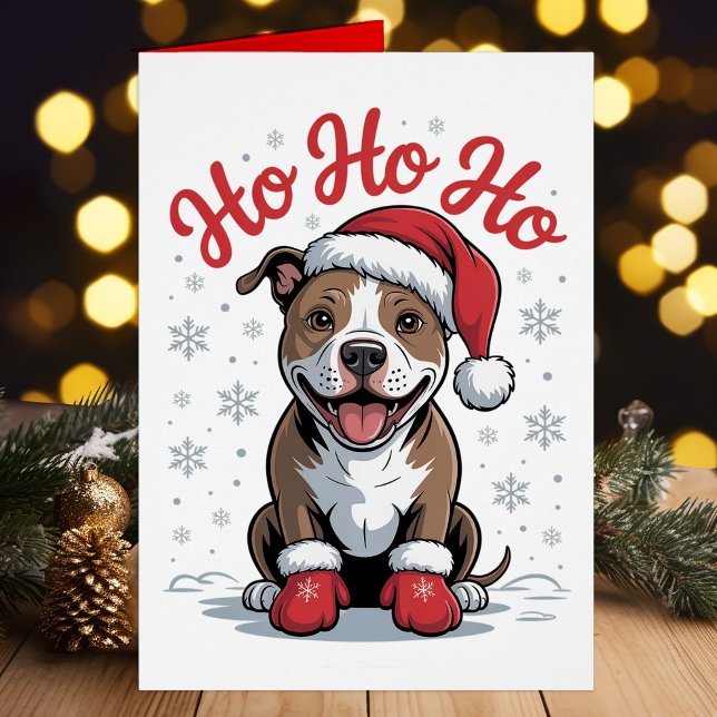 Funny Pit Bull Santa Pittbull-Hund Hälsningskort (Skapare uppladdad)