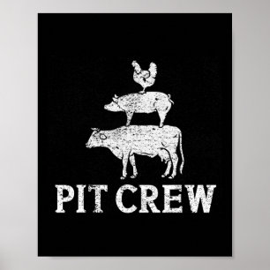 Funny Pit Crew Bbq Grilling Smoking Chicken Gris B Poster