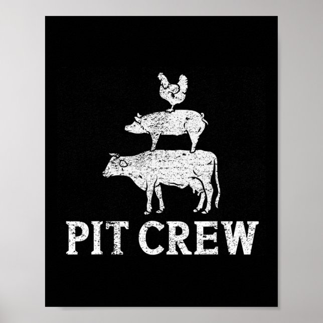 Funny Pit Crew Bbq Grilling Smoking Chicken Gris B Poster (Framsidan)