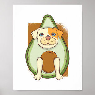 Funny PITBULL AVOCADO Tecknad Kids Tonåringar Vuxn Poster