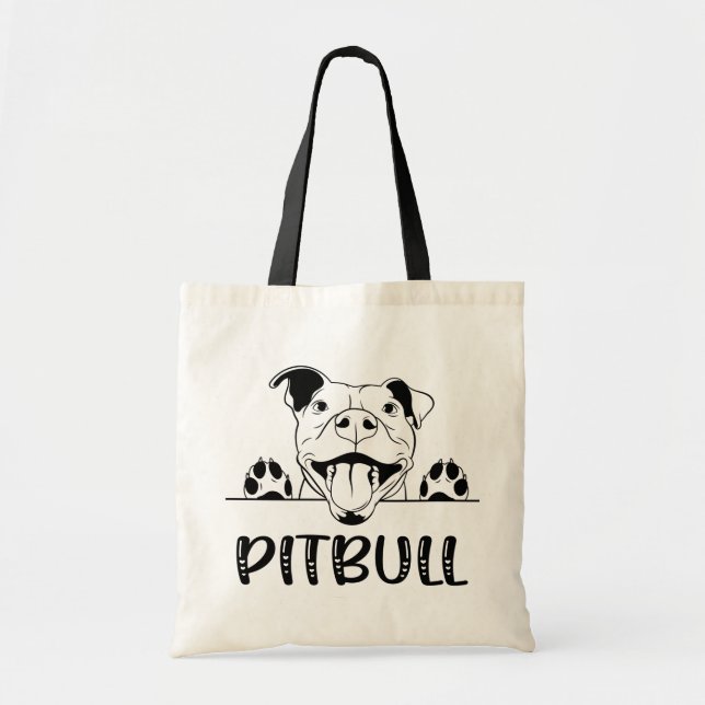 Funny Pitbull Gift Pittie Puppy Hund Pit Bull Tygkasse (Framsidan)