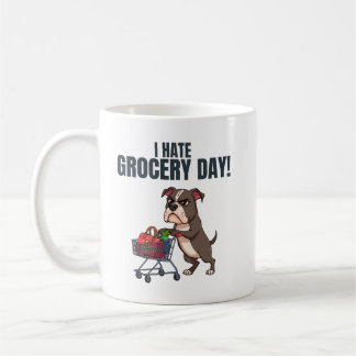 Funny Pitbull Grocery Shopping Cartoon Kaffemugg