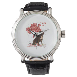 Funny Pitbull Heart Valentines day Hund Pappa Mamm Armbandsur
