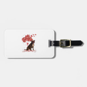 Funny Pitbull Heart Valentines day Hund Pappa Mamm Bagagebricka