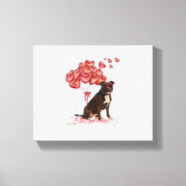 Funny Pitbull Heart Valentines day Hund Pappa Mamm Canvastryck (Framsida)