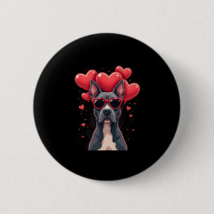 Funny Pitbull Heart Valentines day Hund Pappa Mamm Knapp
