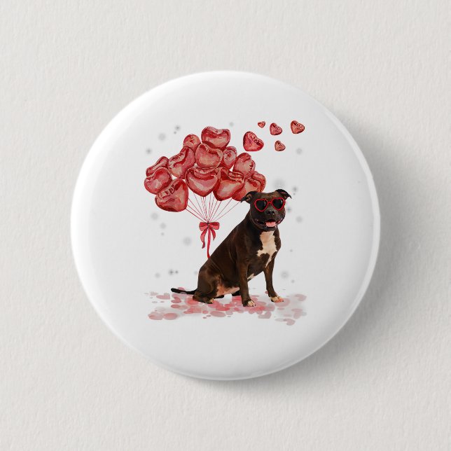 Funny Pitbull Heart Valentines day Hund Pappa Mamm Knapp (Framsida)