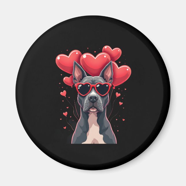 Funny Pitbull Heart Valentines day Hund Pappa Mamm Magnet (Framsidan)