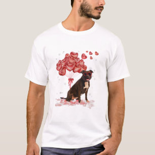 Funny Pitbull Heart Valentines day Hund Pappa Mamm T Shirt