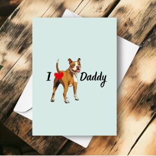Funny Pitbull Hund Bum Heart Pit Bull Fars dag Kort