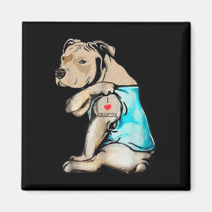 Funny Pitbull Hund I Kärlek Grandpa Tattoo Funny G Magnet