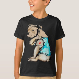 Funny Pitbull Hund I Kärlek Grandpa Tattoo Funny G T Shirt