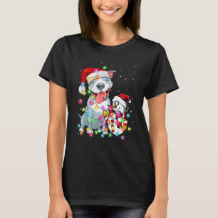 Funny Pitbull Hund jul Tee Snögubbe Julafton Light