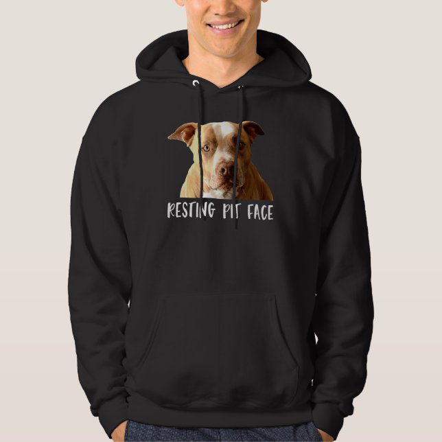 Funny Pitbull Hund Resting Pit Ansikte Hoodie (Framsida)