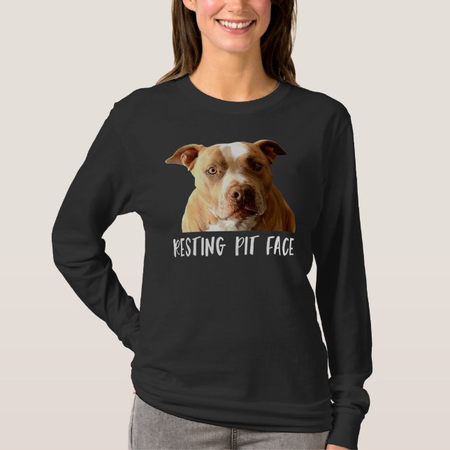 Funny Pitbull Hund Resting Pit Ansikte T Shirt (Framsida)