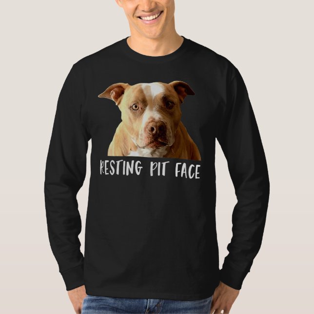 Funny Pitbull Hund Resting Pit Ansikte T Shirt (Framsida)