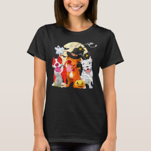 Funny Pitbull Hund Witch Hat Scary Pumpkin Hallowe T Shirt