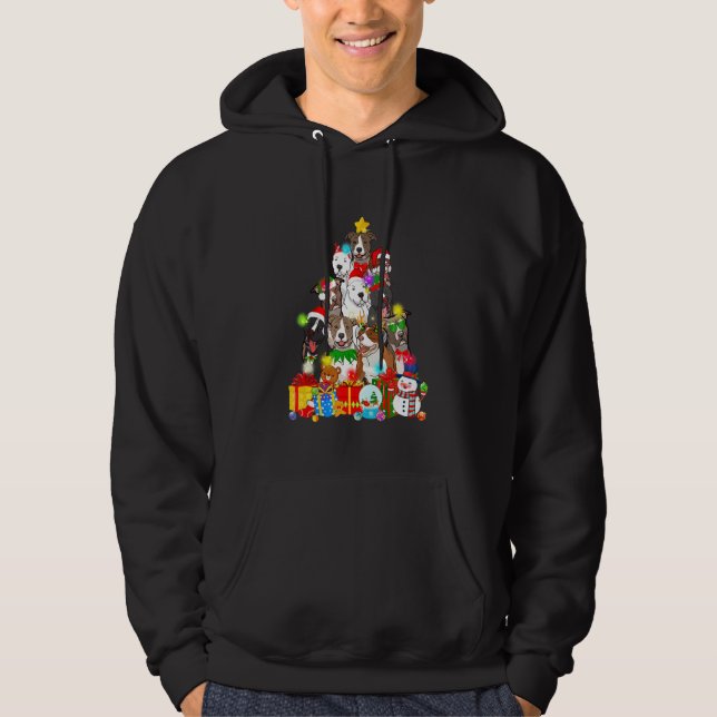 Funny Pitbull Julgran Ljus Hund Hoodie (Framsida)